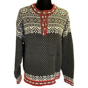 L.L. Bean Y2K Nordic Ski Cotton Cardigan Knit Sweater heavy winter ski Icelandic